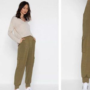 Nasty Gal Cargo High Waist Ribbed Pants Size 6